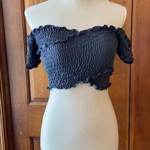 Charcoal Grey Wrap Top
